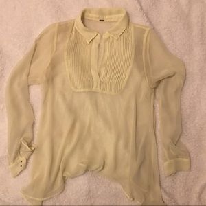 FREE PEOPLE Silk Lemon Blouse XS